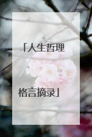 人生哲理格言摘录