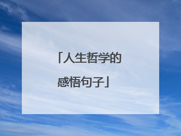 人生哲学的感悟句子