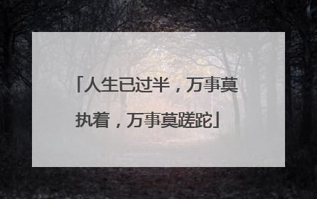 人生已过半，万事莫执着，万事莫蹉跎
