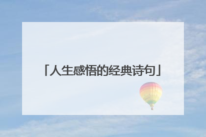 人生感悟的经典诗句