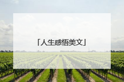 人生感悟美文