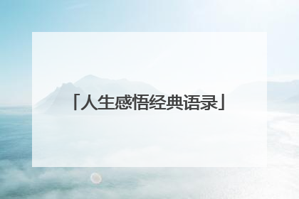 人生感悟经典语录
