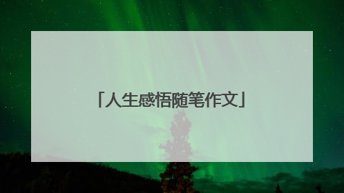 人生感悟随笔作文