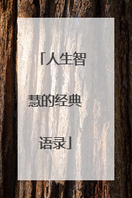 人生智慧的经典语录
