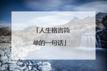 人生格言简单的一句话