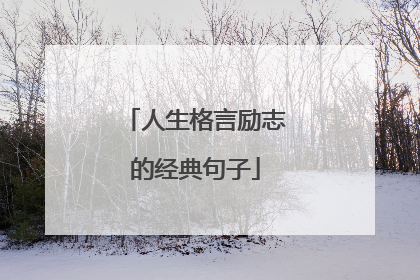 人生格言励志的经典句子