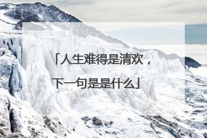 人生难得是清欢，下一句是是什么