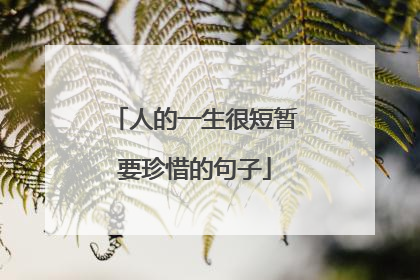 人的一生很短暂要珍惜的句子