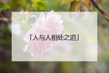 人与人相处之道