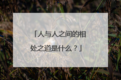 人与人之间的相处之道是什么？