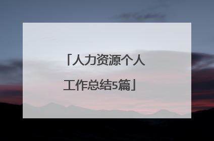 人力资源个人工作总结5篇