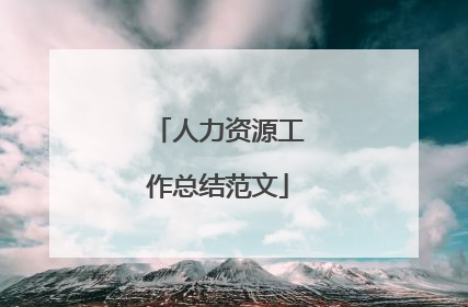 人力资源工作总结范文