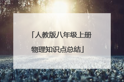 人教版八年级上册物理知识点总结