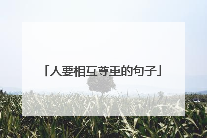 人要相互尊重的句子