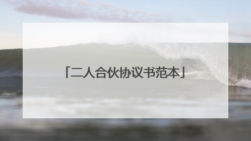二人合伙协议书范本