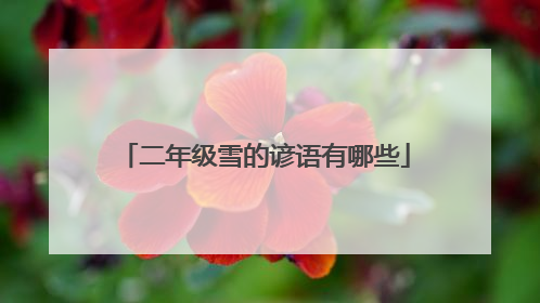二年级雪的谚语有哪些