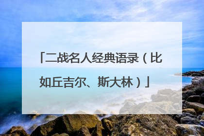 二战名人经典语录(比如丘吉尔、斯大林)