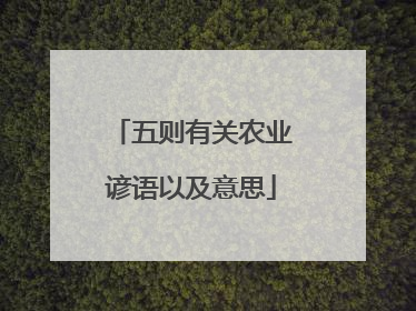 五则有关农业谚语以及意思