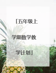 五年级上学期数学教学计划