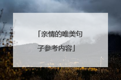 亲情的唯美句子参考内容