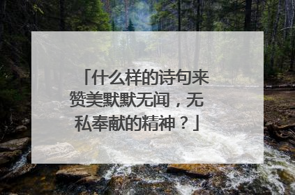 什么样的诗句来赞美默默无闻，无私奉献的精神？