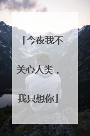 今夜我不关心人类，我只想你