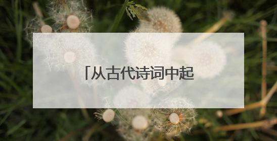 从古代诗词中起个情侣名字。