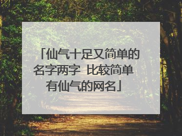 仙气十足又简单的名字两字 比较简单有仙气的网名
