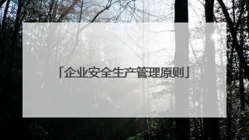 企业安全生产管理原则