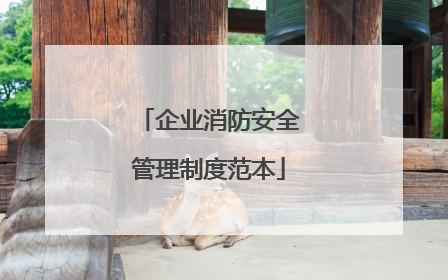 企业消防安全管理制度范本