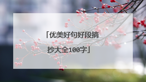 优美好句好段摘抄大全100字