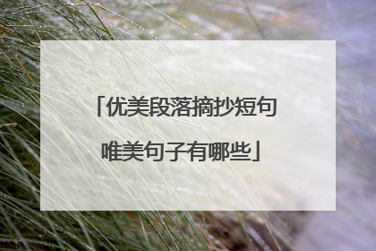 优美段落摘抄短句 唯美句子有哪些