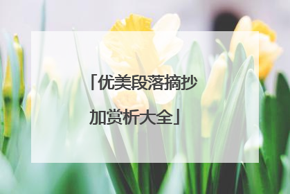 优美段落摘抄加赏析大全
