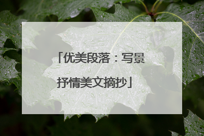 优美段落:写景抒情美文摘抄