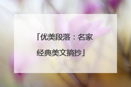 优美段落：名家经典美文摘抄