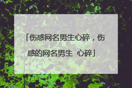 伤感网名男生心碎,伤感的网名男生 心碎
