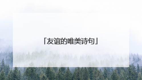 友谊的唯美诗句
