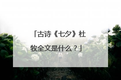 古诗《七夕》杜牧全文是什么？