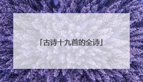 古诗十九首的全诗