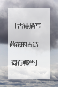 古诗描写荷花的古诗词有哪些