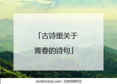 古诗里关于青春的诗句