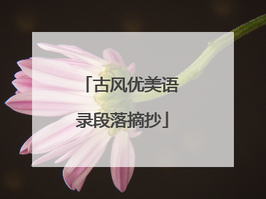 古风优美语录段落摘抄