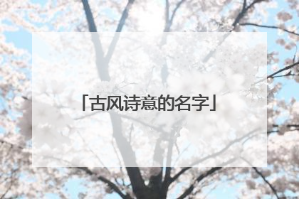 古风诗意的名字