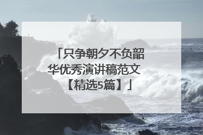 只争朝夕不负韶华优秀演讲稿范文【精选5篇】