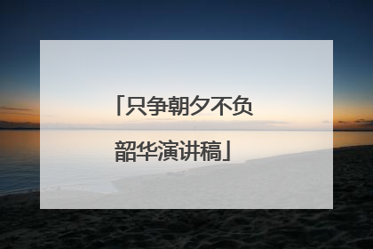 只争朝夕不负韶华演讲稿