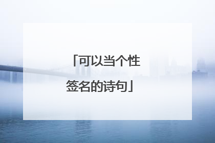 可以当个性签名的诗句