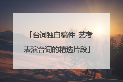 台词独白稿件 艺考表演台词的精选片段