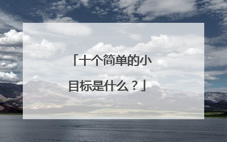 十个简单的小目标是什么?