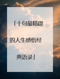 十句最精辟的人生感悟经典语录