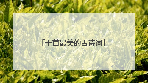 十首最美的古诗词